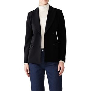 Joseph Black Hazel Wool Blend Double Button Front Collared Jacket Blazer